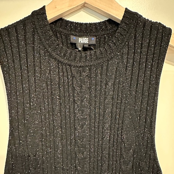 NWT CABLE-KNIT PAIGE Marium CABLE-KNIT Midi Sweater Dress BLACK SPARKLE 🖤✨ Med - Picture 7 of 16